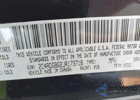 2018 Dodge Grand Caravan Se from USA, damaged, VIN 2C4RDGBG2JR173718